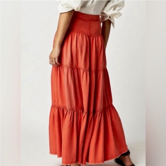 Free People Dreamweaver Tiered Maxi Skirt We The Free Western High Rise Festival - Picture 4 of 15